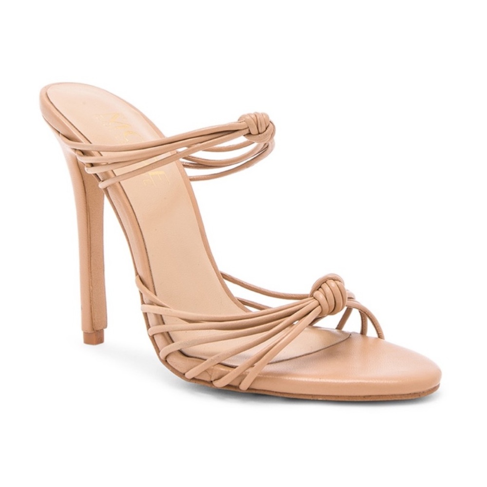 Mode Collective Limitless Nude Tan Knotted Heeled Mules